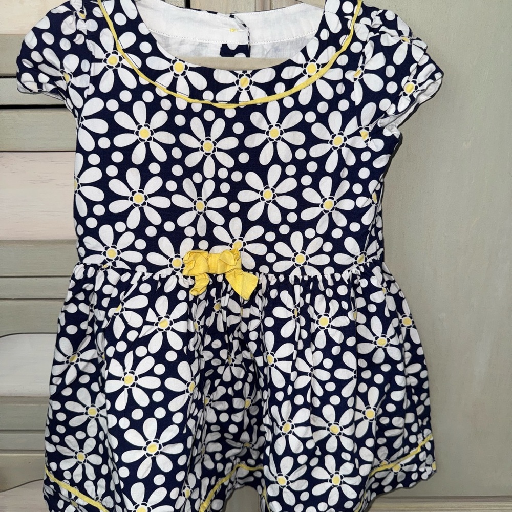 Gymboree Blue and White Pleated Sundress with Flutter Sleeves
